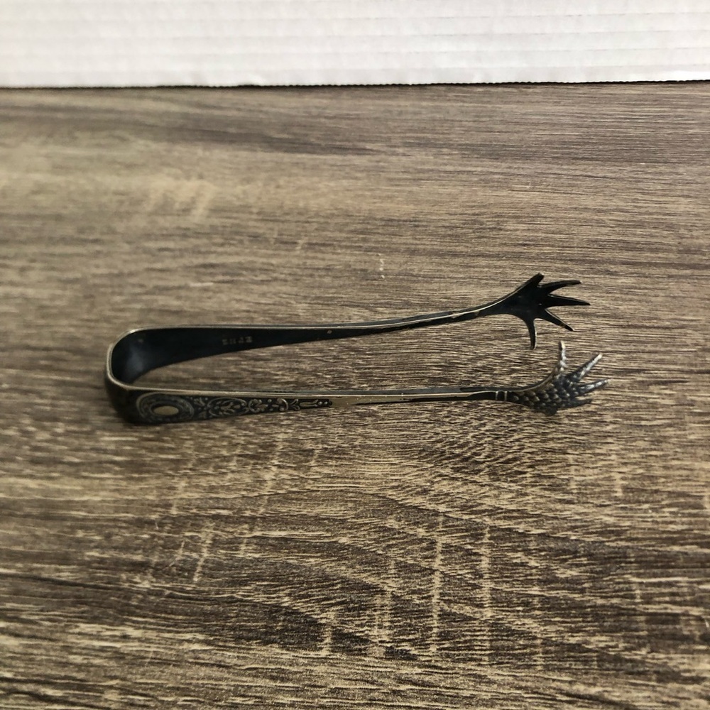 Antique Silverplate Talon Sugar Cube Tongs